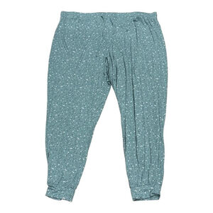 R Line Pants Womens 2X Green Floral Print Pull On Joggers Soft Lounge Comfort